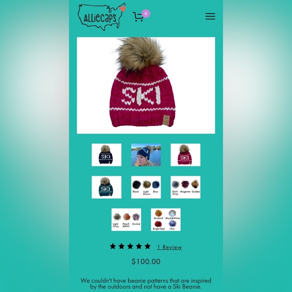 NWT Allie Caps Handknit Pink and White Ski Beanie with Pom Pom- OS - Picture 7 of 8